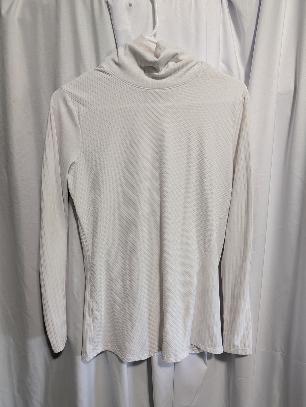 Athleta Cream Ribbed Long-Sleeve Turtleneck Top